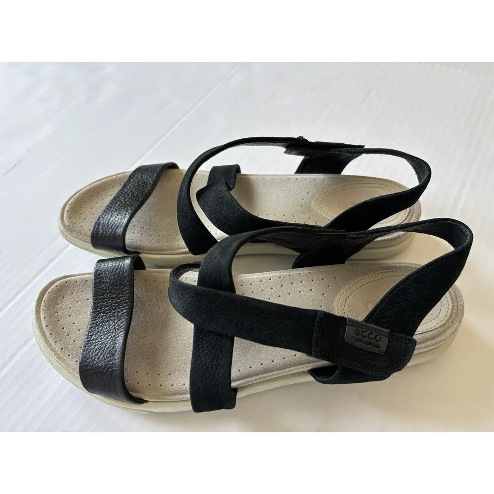 ECCO Damara Crisscross Sandals Womens Size 42 US 11 Black Leather Comfort Strapp